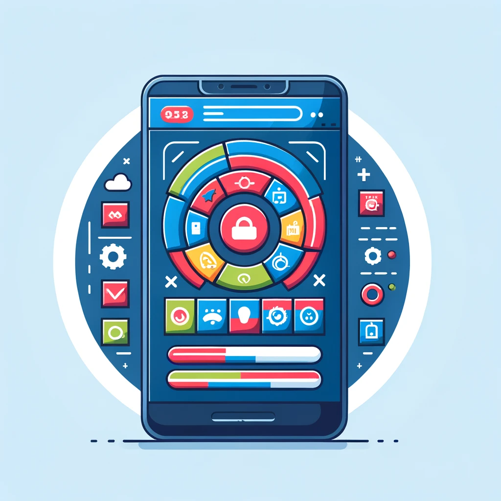 Smartphone affichant une interface d'application mobile colorée et intuitive